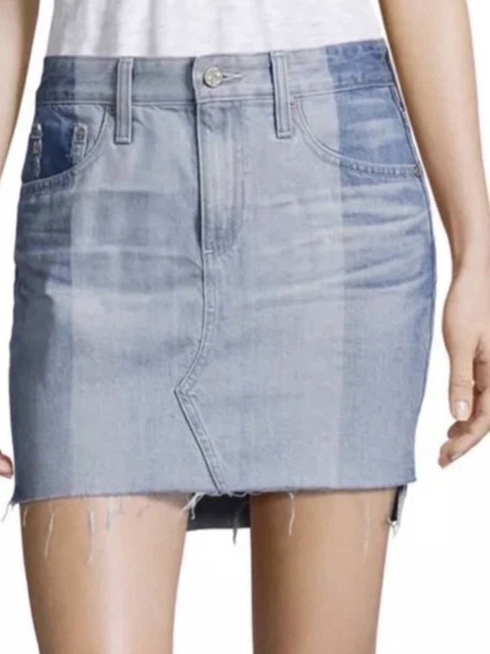 AG Adriano Goldschmied Jeans Skirt The Sandy Colorblock Patchwork Size 27 NWOT